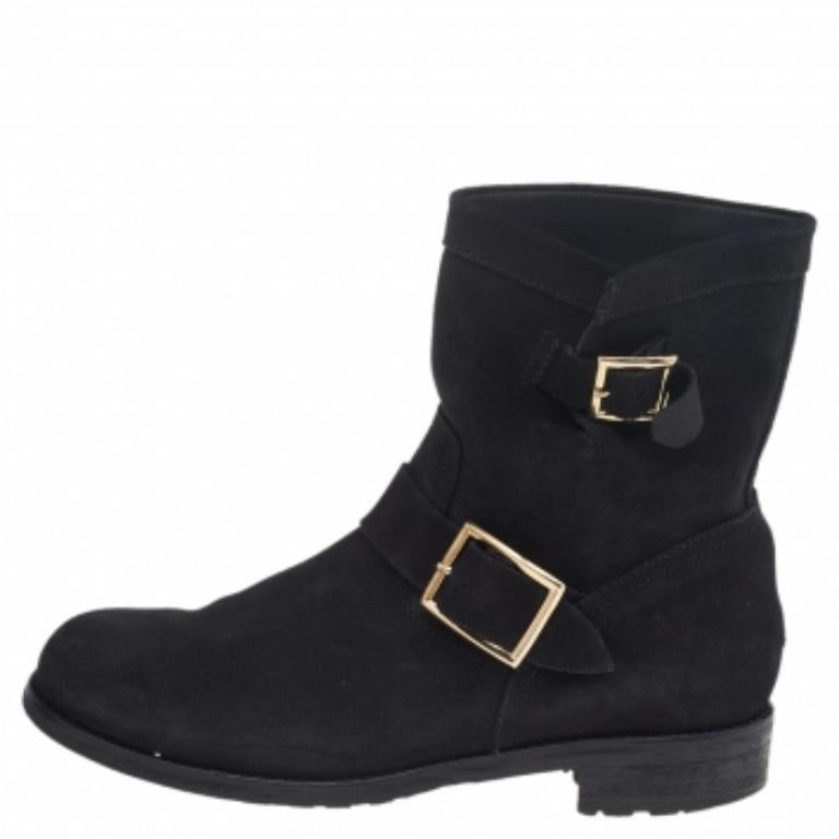 Jimmy Choo - Bottines en daim noir - Taille 39.5 Pour femmes en vente