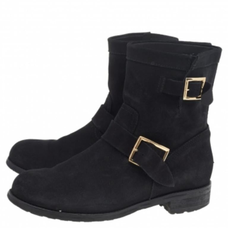 Jimmy Choo - Bottines en daim noir - Taille 39.5 en vente 3