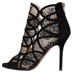 Jimmy Choo Black Suede Ankle Boots with Lace, EU 37, Stiletto