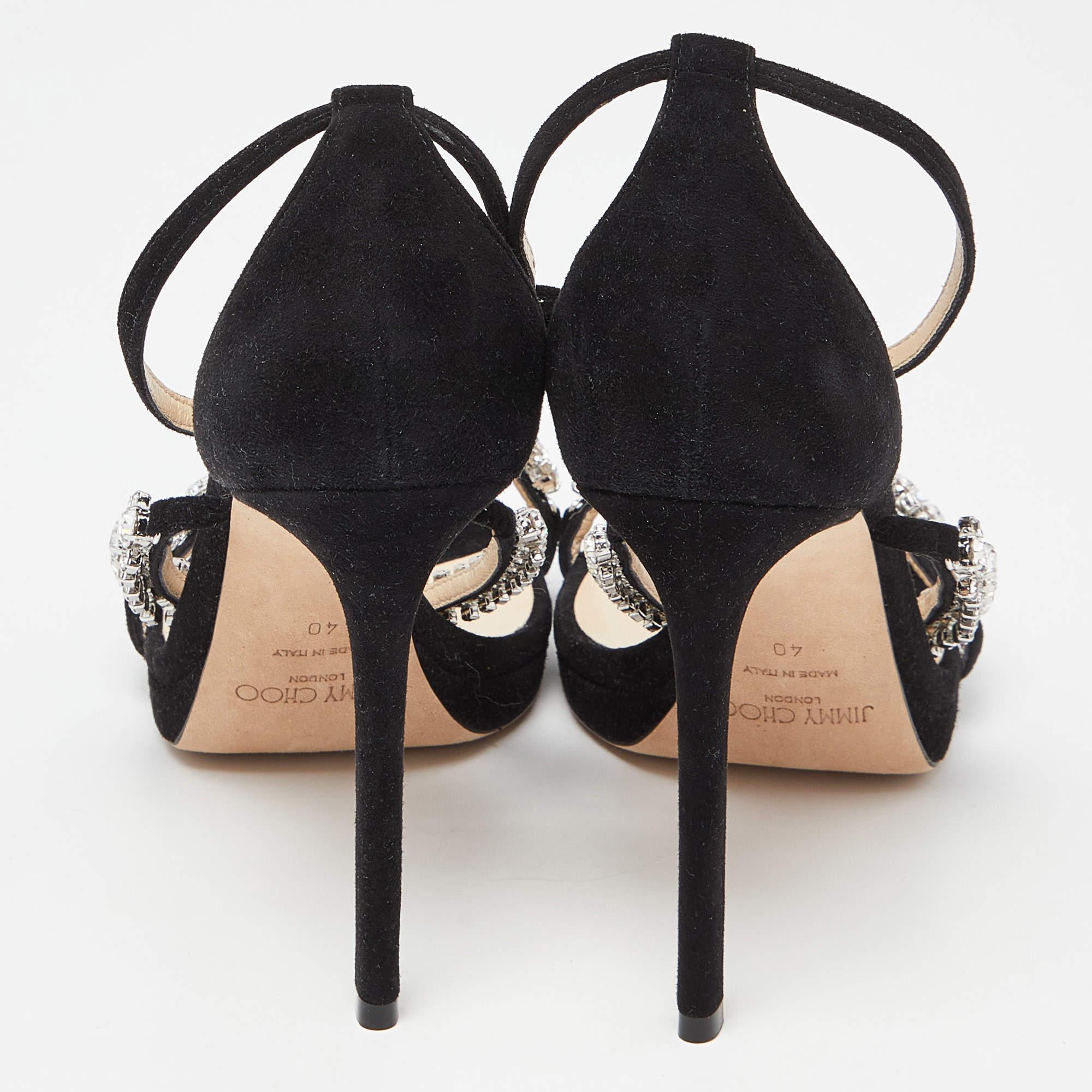 Jimmy Choo Black Suede Bing Ankle Strap Sandals Size 40 For Sale 2