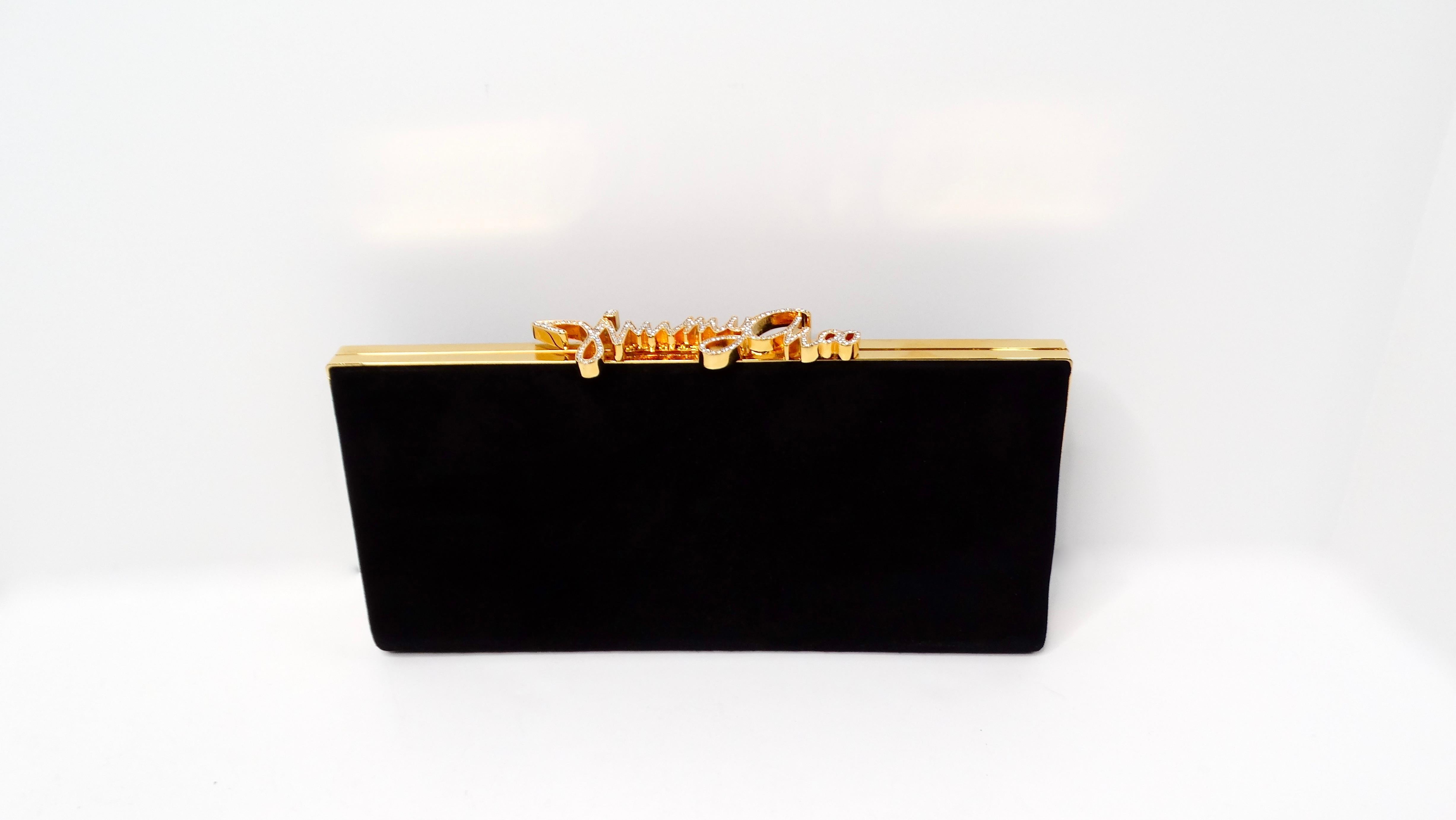 Jimmy Choo Negro Ante Celeste Cristal Logo Clutch en Bueno Estado en Scottsdale, AZ