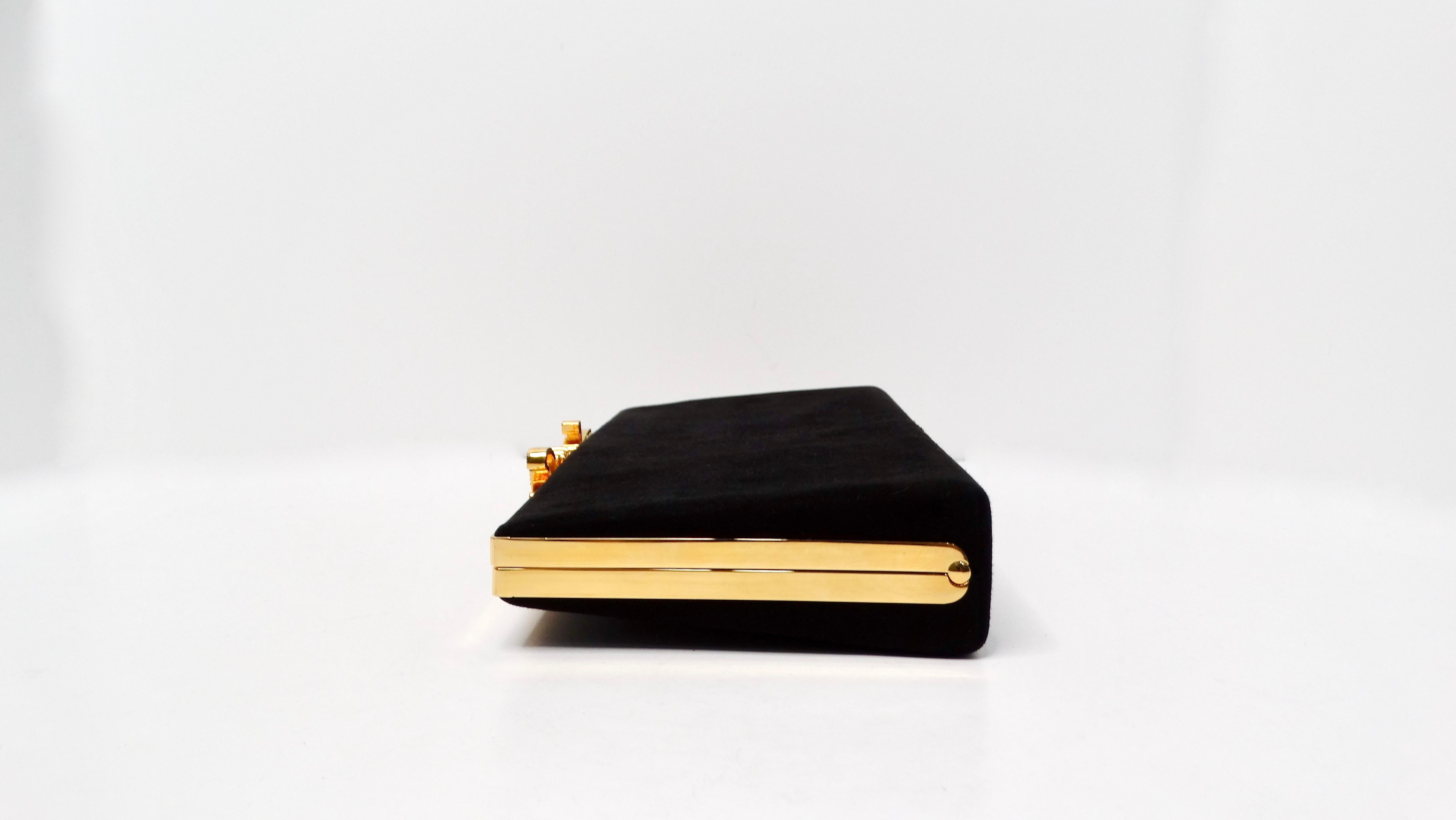 Jimmy Choo Negro Ante Celeste Cristal Logo Clutch 1