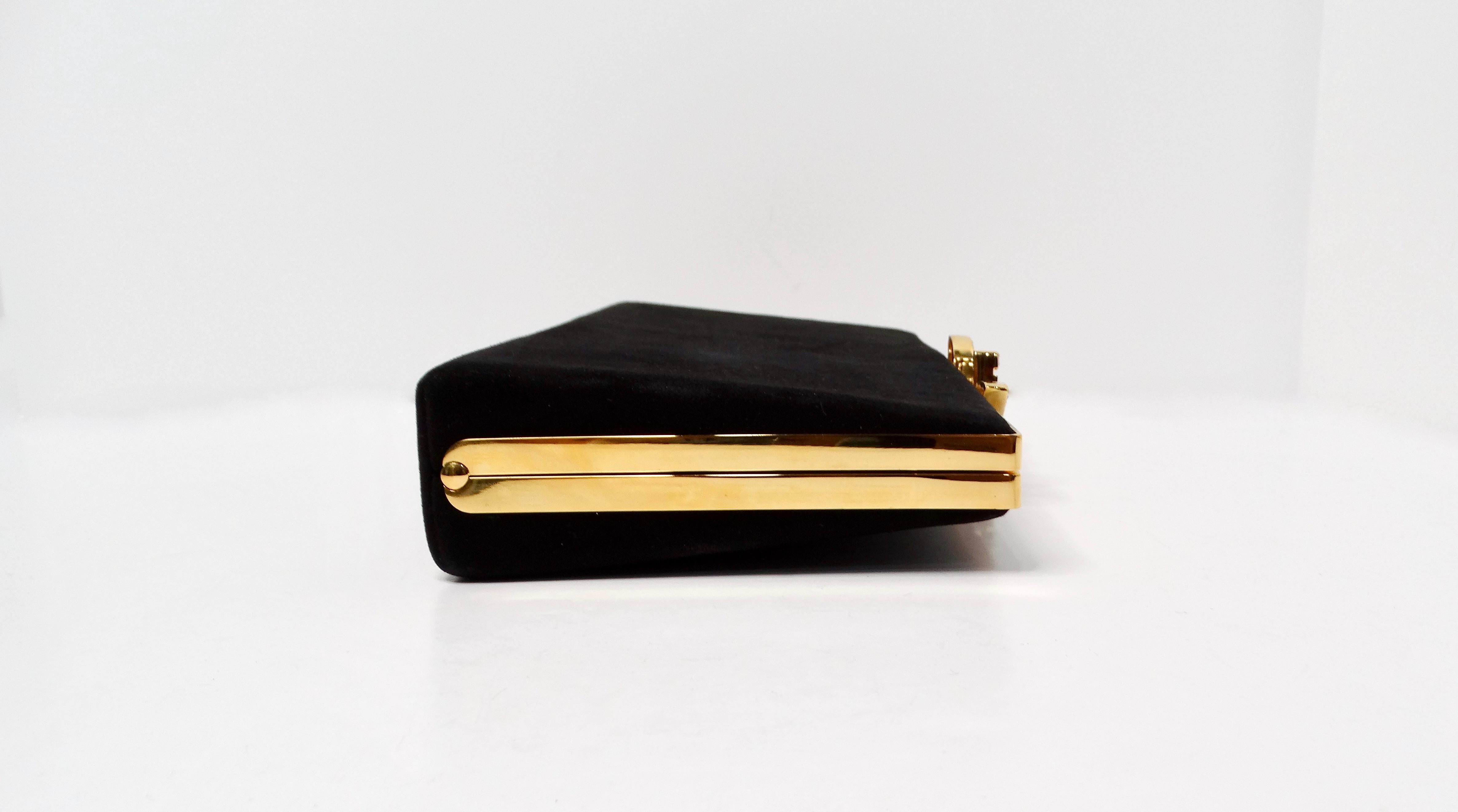 Jimmy Choo Negro Ante Celeste Cristal Logo Clutch 3