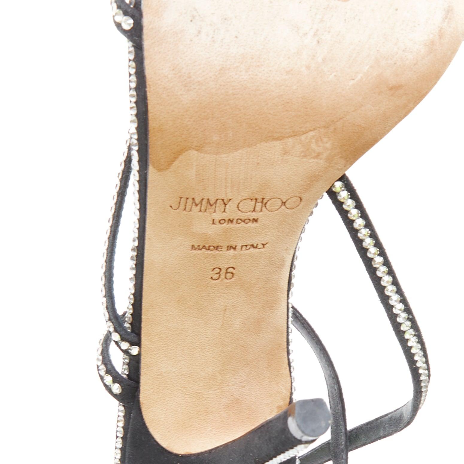 JIMMY CHOO - Sandales à brides en daim noir et cristaux EU36 en vente 5