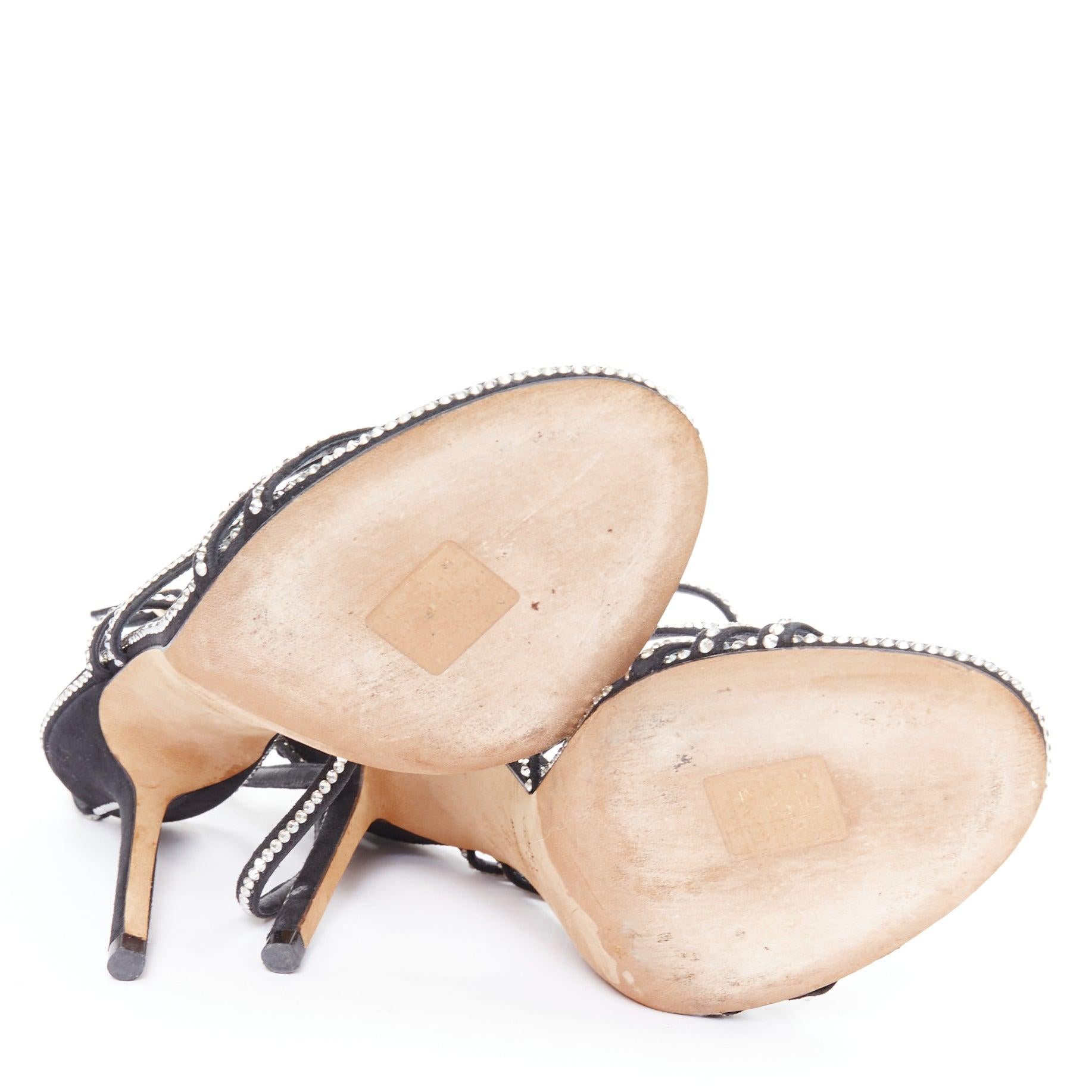 JIMMY CHOO - Sandales à brides en daim noir et cristaux EU36 en vente 6