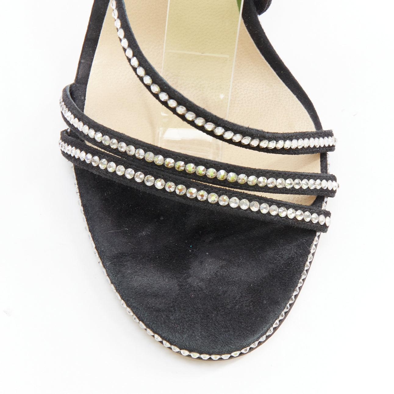 JIMMY CHOO - Sandales à brides en daim noir et cristaux EU36 en vente 1