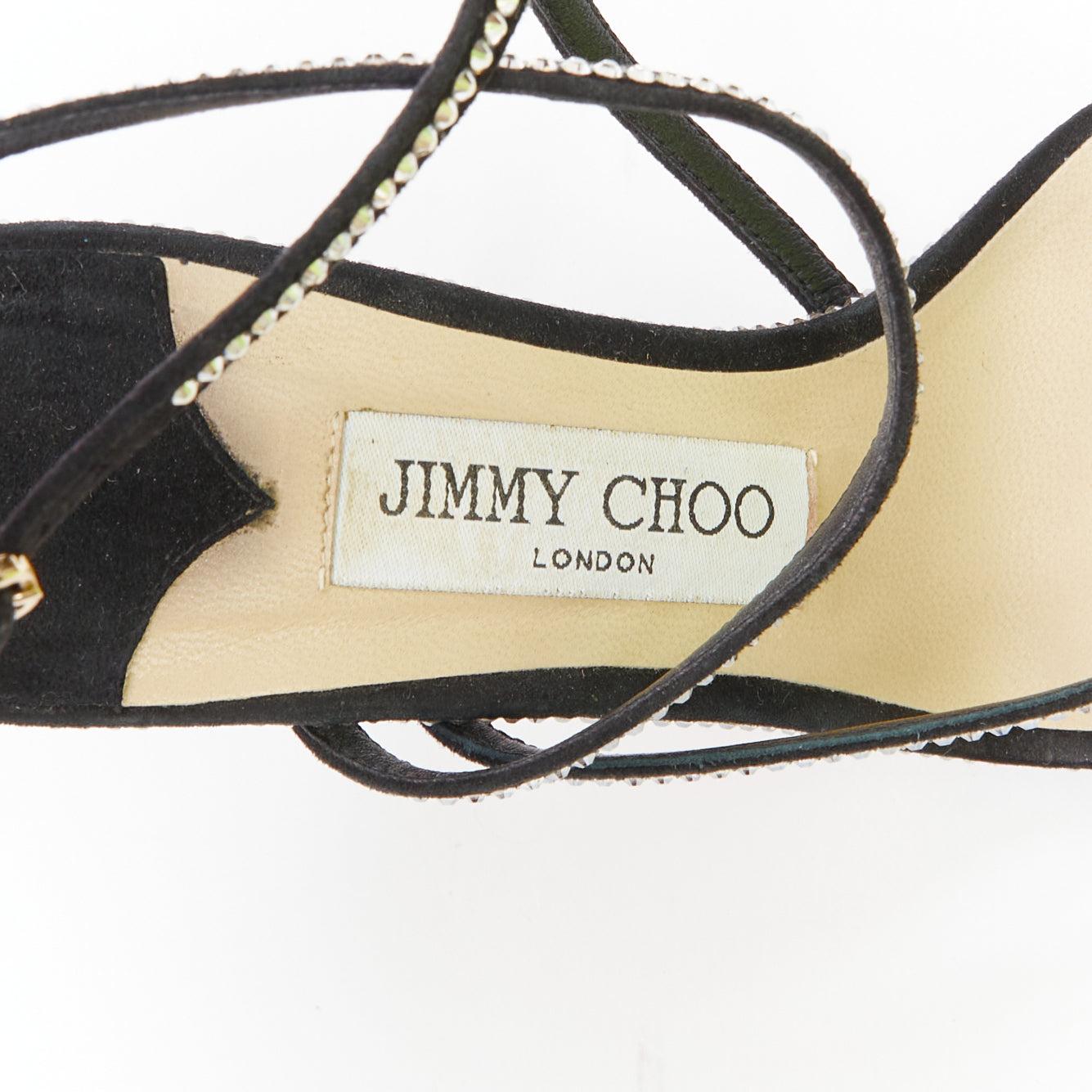 JIMMY CHOO - Sandales à brides en daim noir et cristaux EU36 en vente 4