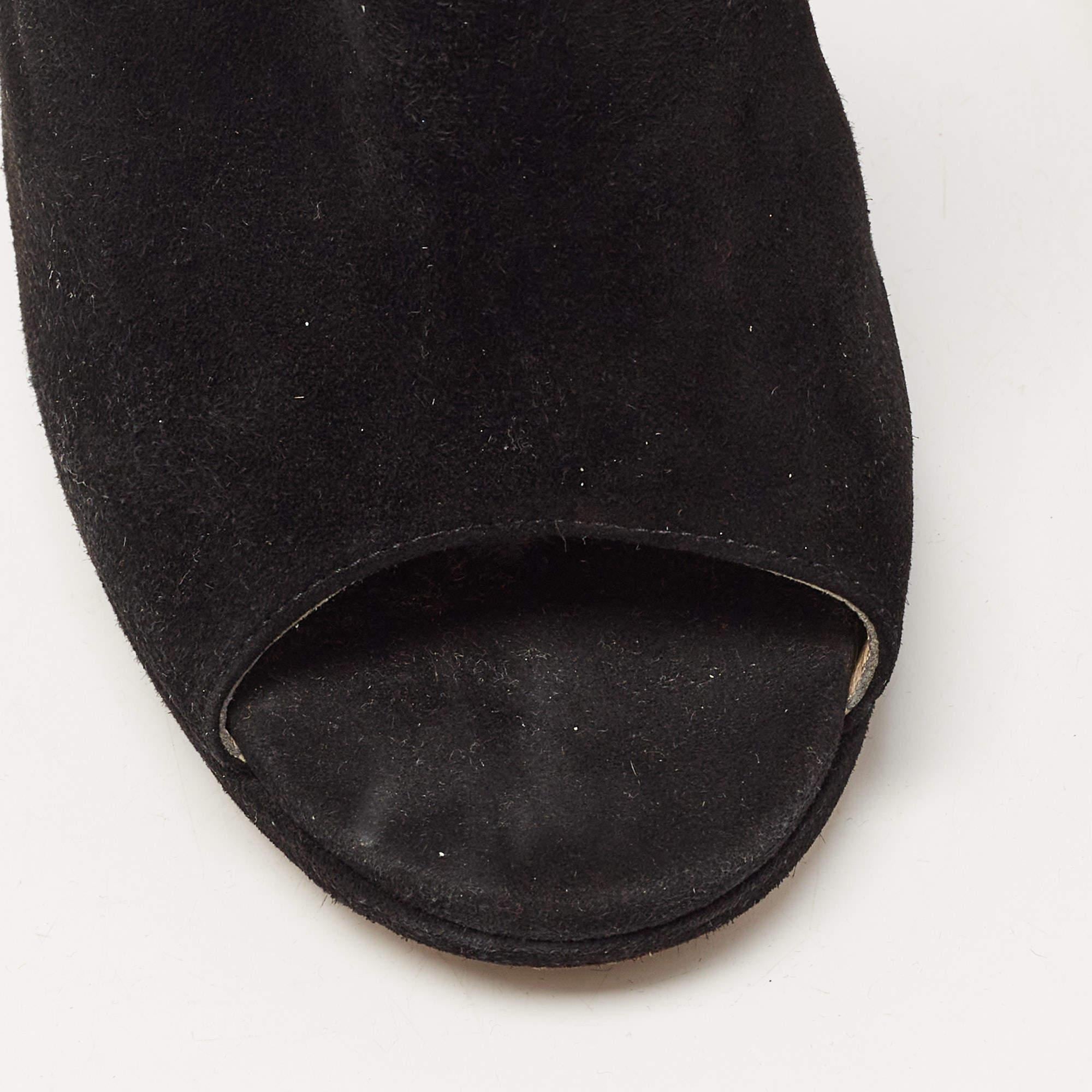 Jimmy Choo Black Suede Crystal Embellished Ankle Strap Sandals Size 40 For Sale 4
