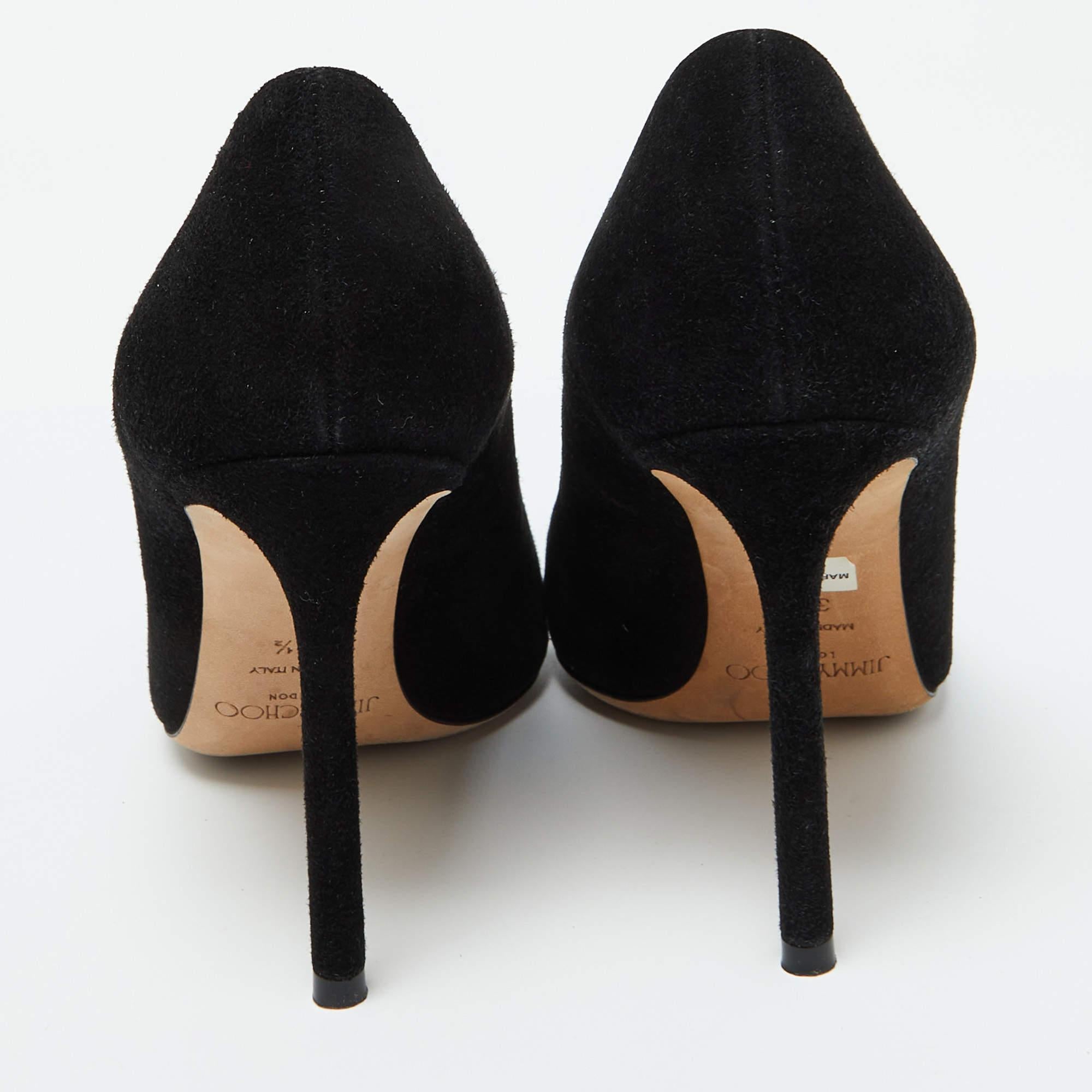  Jimmy Choo - Escarpins à bout pointu en daim noir ornés de cristaux - Taille 37,5 Pour femmes 