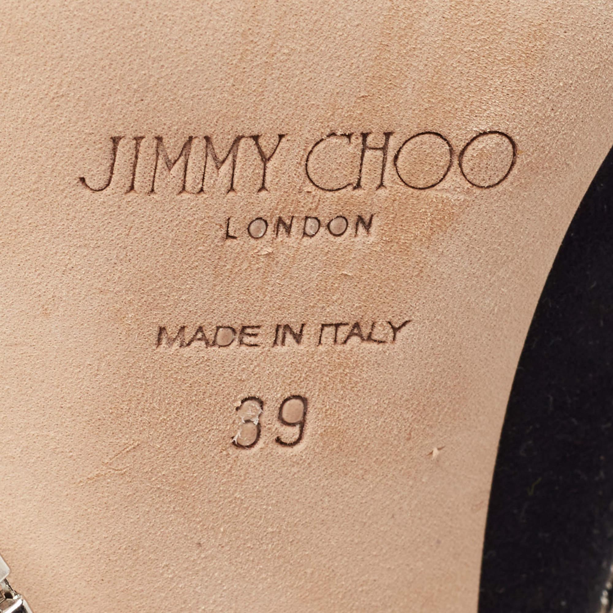 Jimmy Choo Black Suede Crystal Embellished Scotty Pumps Size 39 1