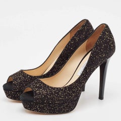 Jimmy Choo Black Suede Dahlia Peep Toe Pumps Size 39