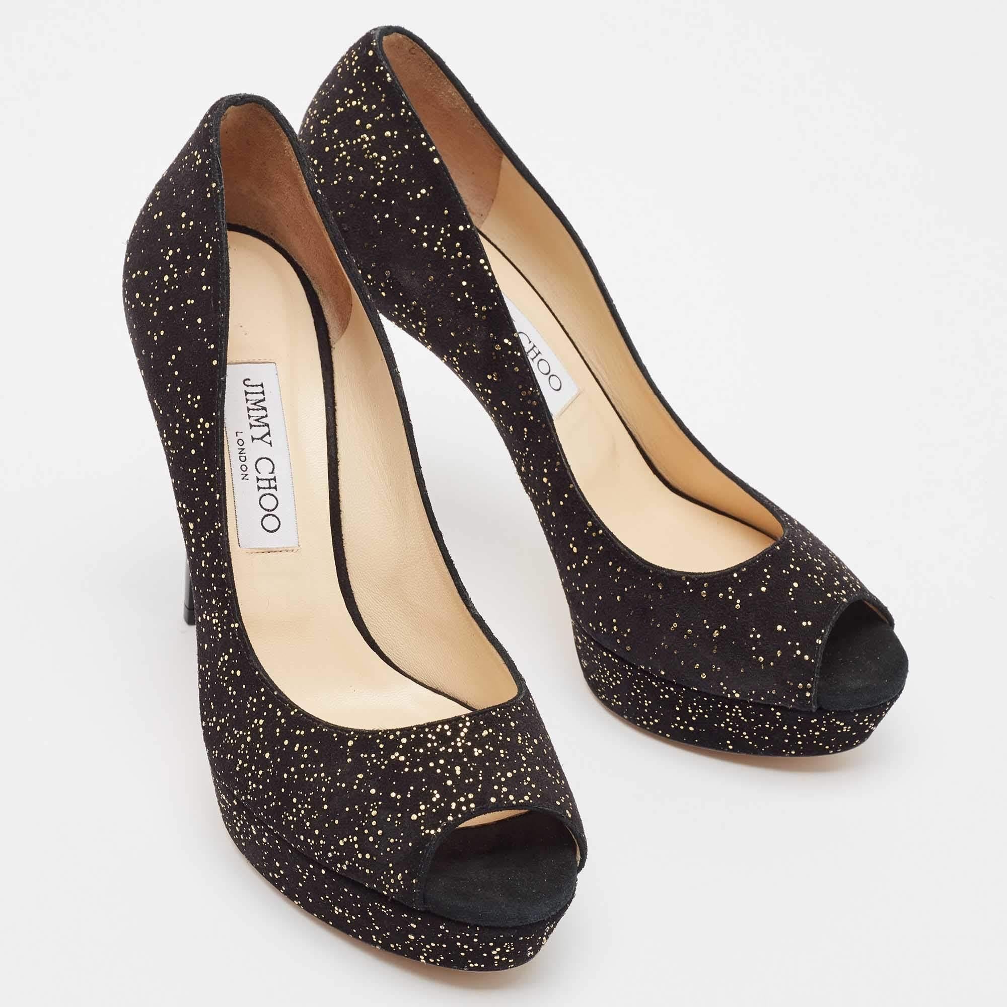Women's Jimmy Choo Black Suede Dahlia Peep Toe Pumps Size 39 For Sale