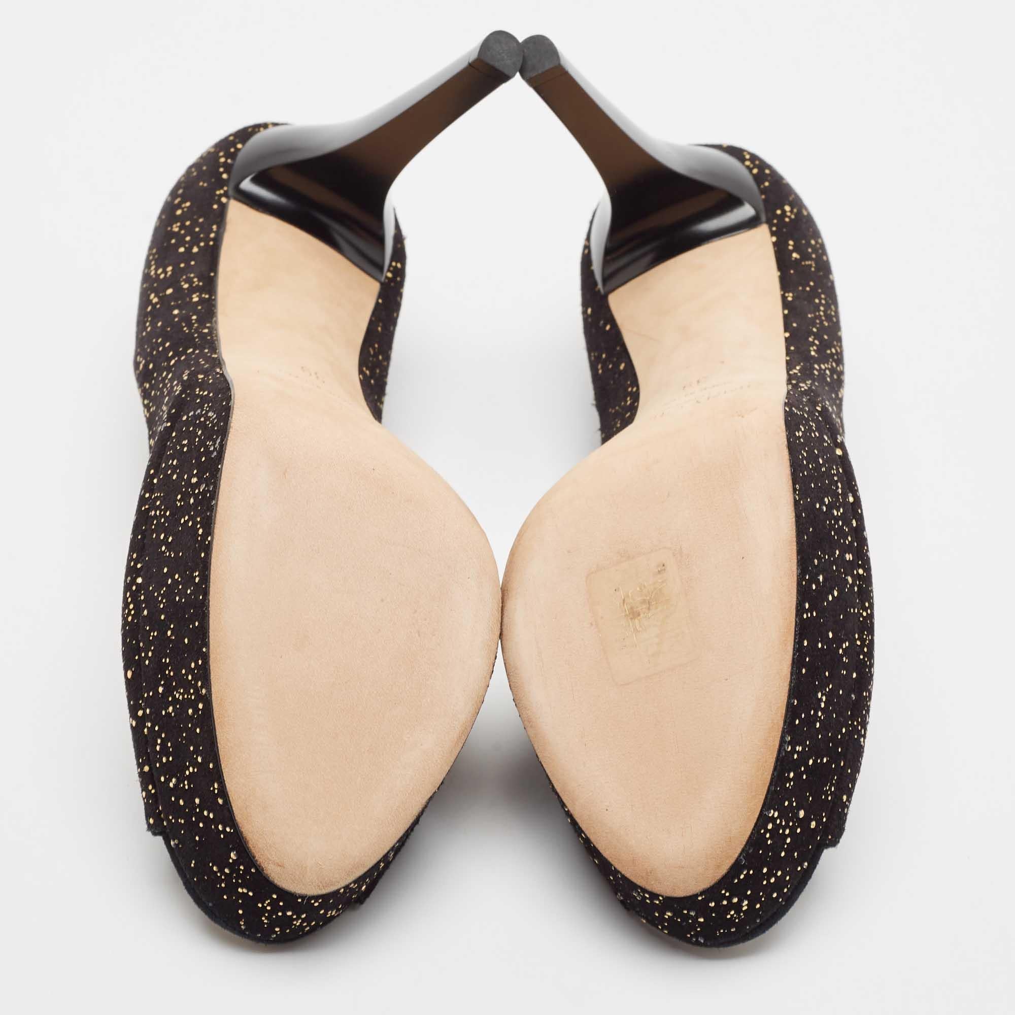 Jimmy Choo Black Suede Dahlia Peep Toe Pumps Size 39 For Sale 2