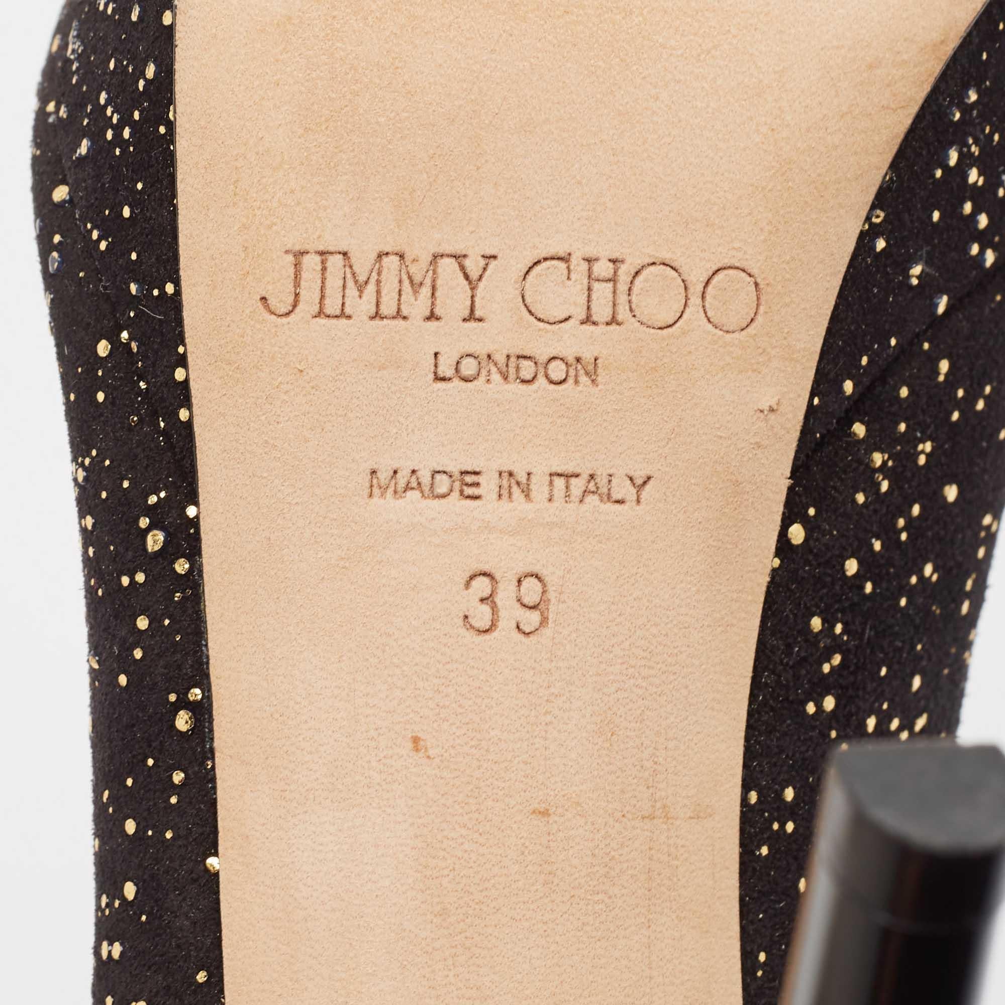 Jimmy Choo Black Suede Dahlia Peep Toe Pumps Size 39 For Sale 4