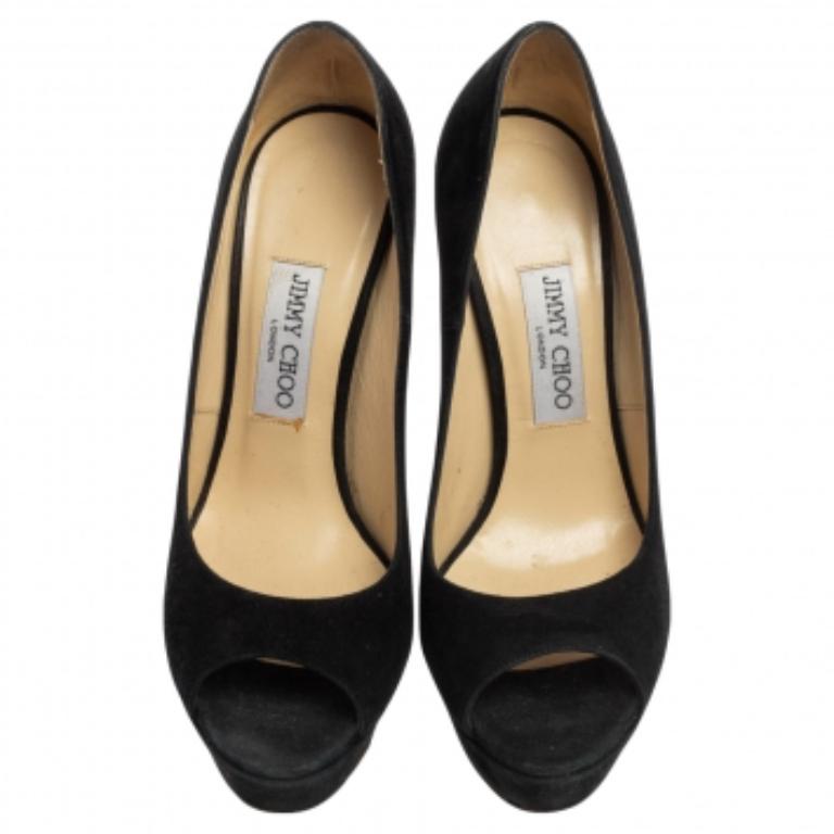 Noir Jimmy Choo - Escarpins à plateforme Dahlia en daim noir - Taille 39 en vente