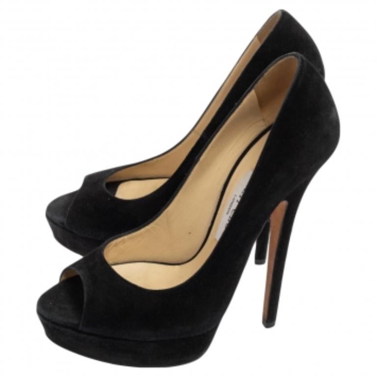 Jimmy Choo - Escarpins à plateforme Dahlia en daim noir - Taille 39 État moyen - En vente à Dubai, Al Qouz 2