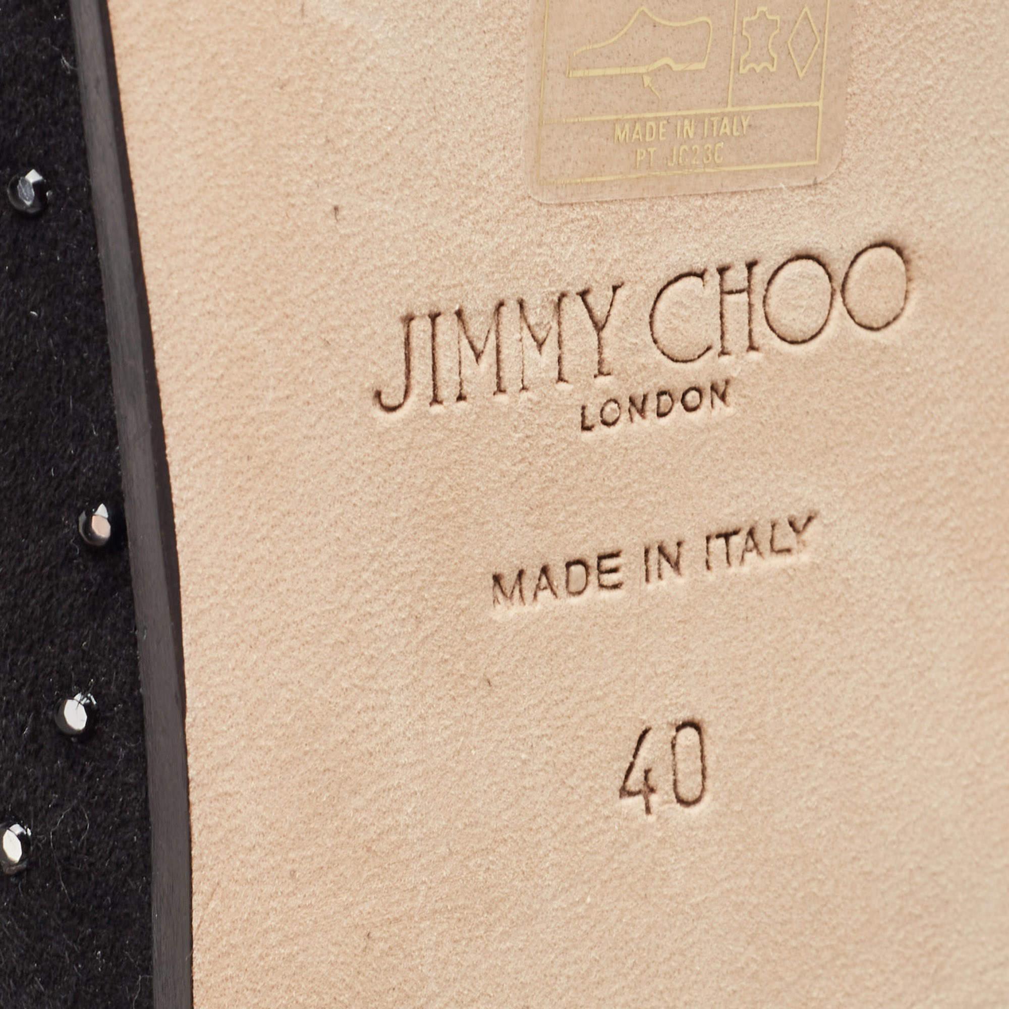 Jimmy Choo Black Suede Embellished Knee Length Boots Size 40 For Sale 3