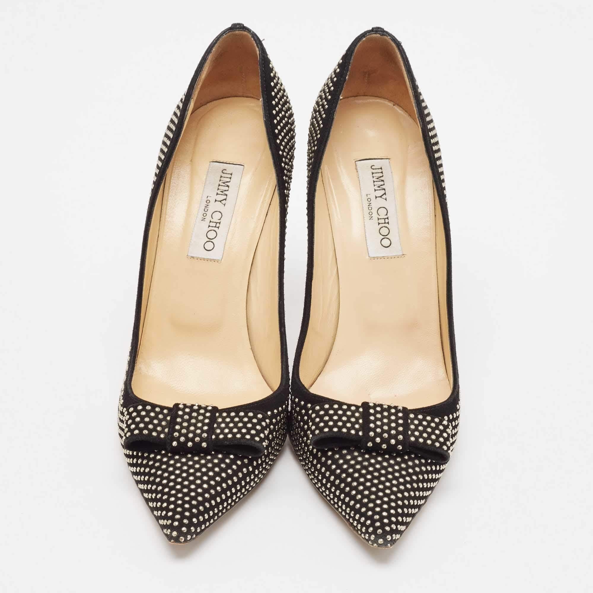 Noir Jimmy Choo - Escarpins Maya en daim noir avec ornements - Taille 40 en vente