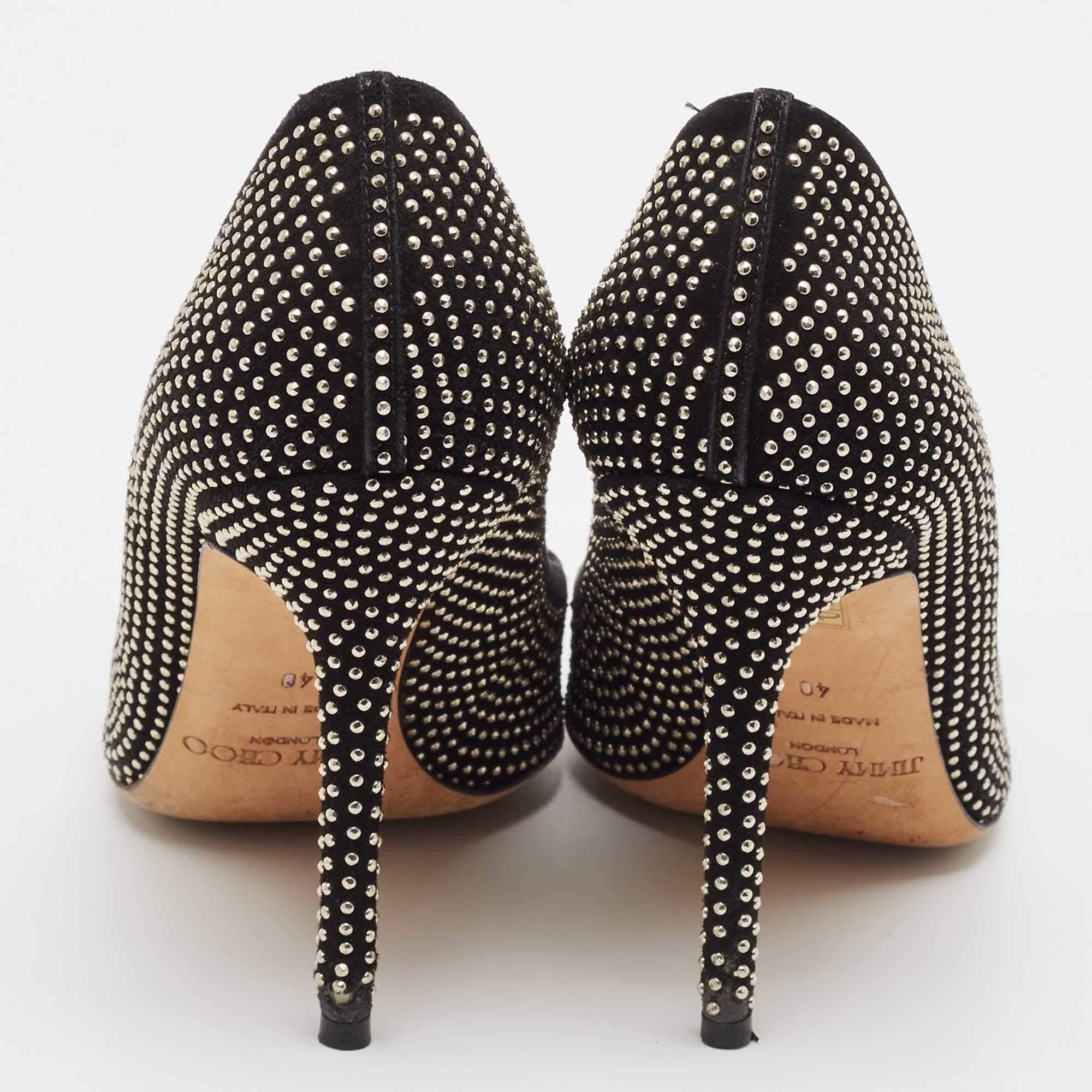 Jimmy Choo - Escarpins Maya en daim noir avec ornements - Taille 40 Pour femmes en vente