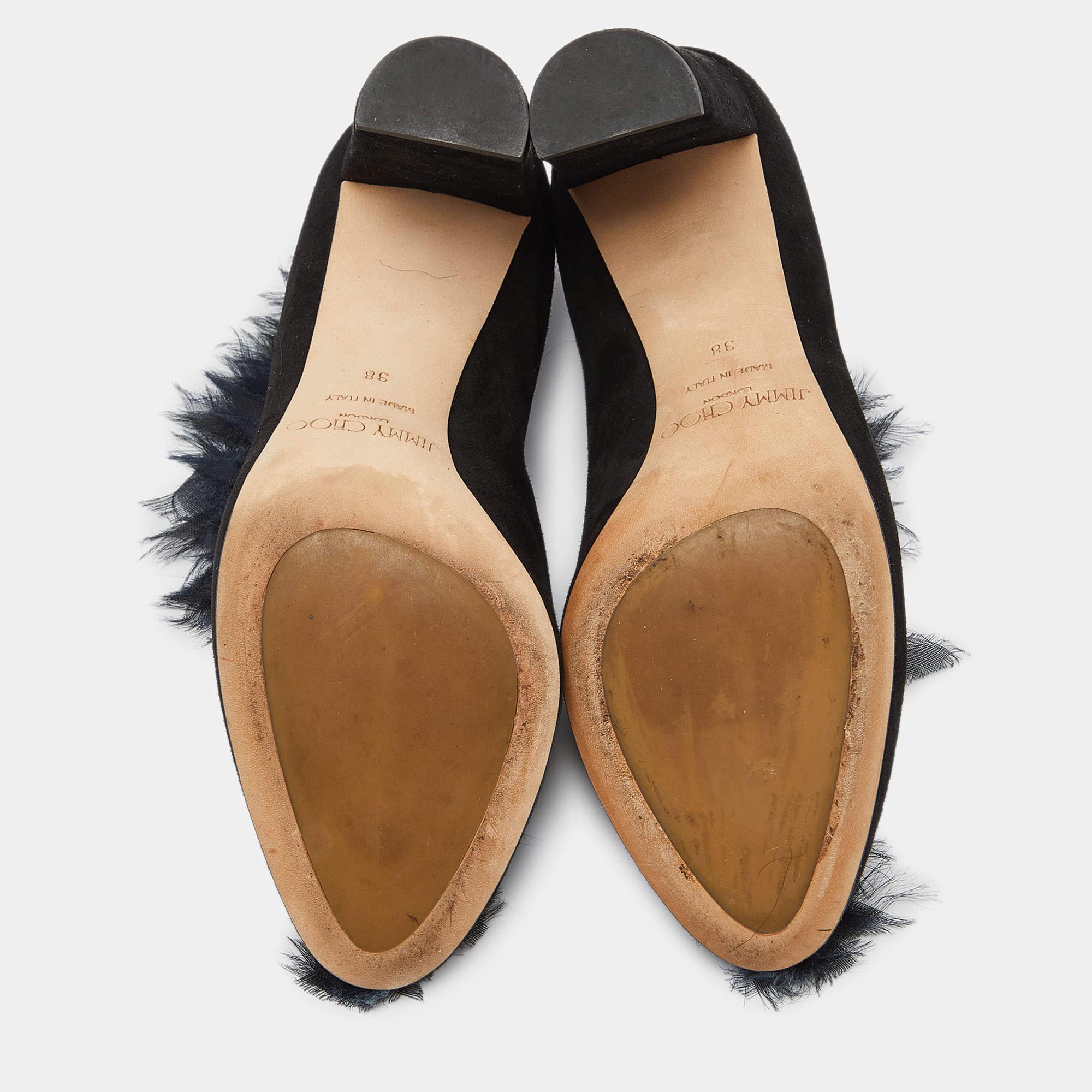Jimmy Choo - Bottines à bouts ronds en daim noir avec ornements - Taille 38 en vente 1