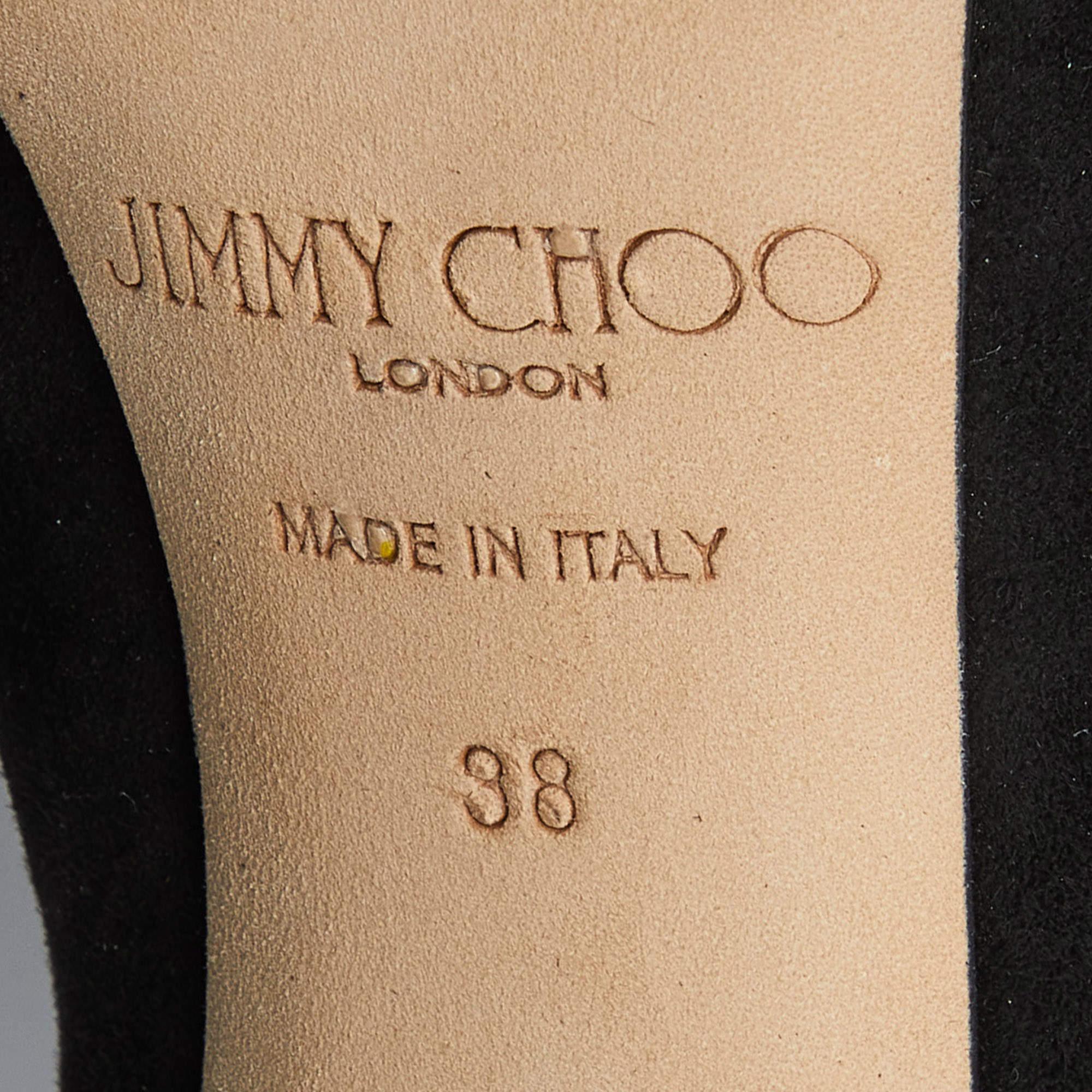 Jimmy Choo - Bottines à bouts ronds en daim noir avec ornements - Taille 38 en vente 3