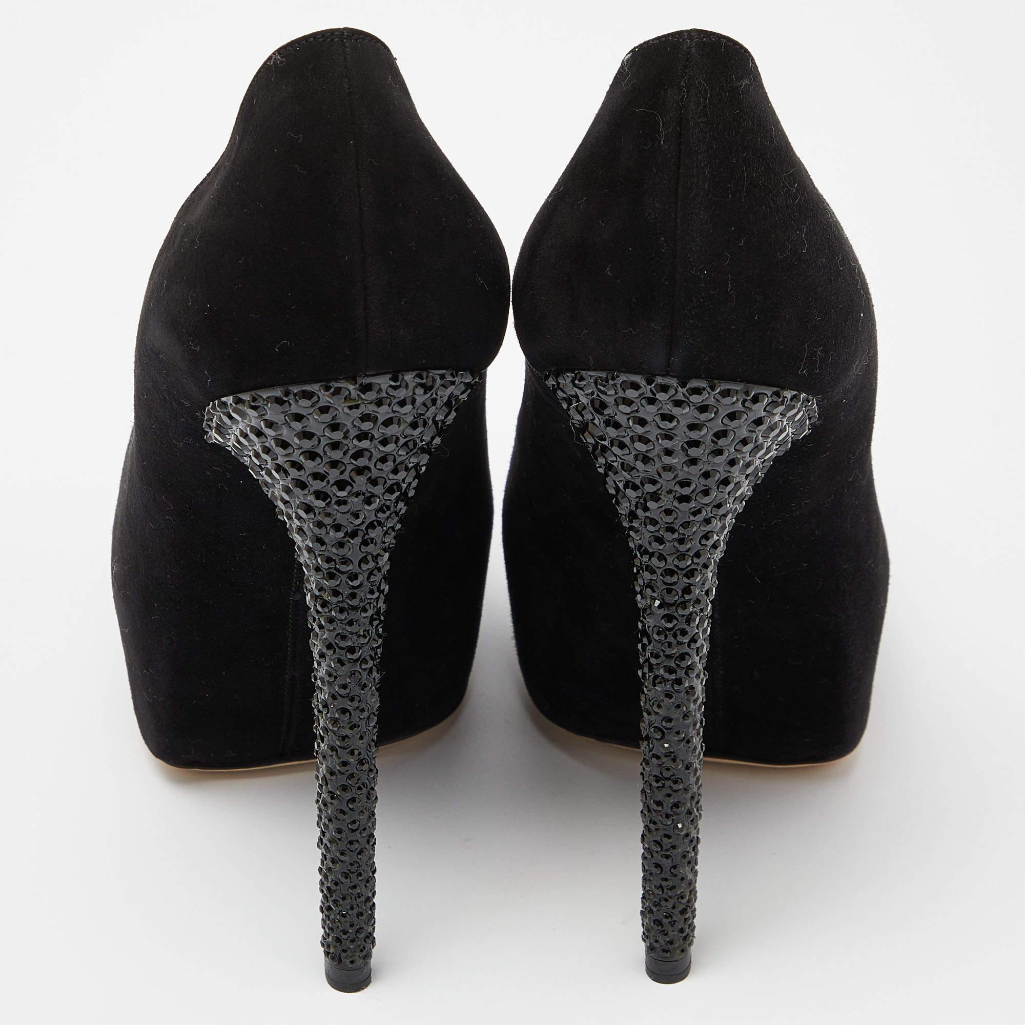 Jimmy Choo Black Suede Esam Crystal Embellished Pumps Size 39 For Sale 1