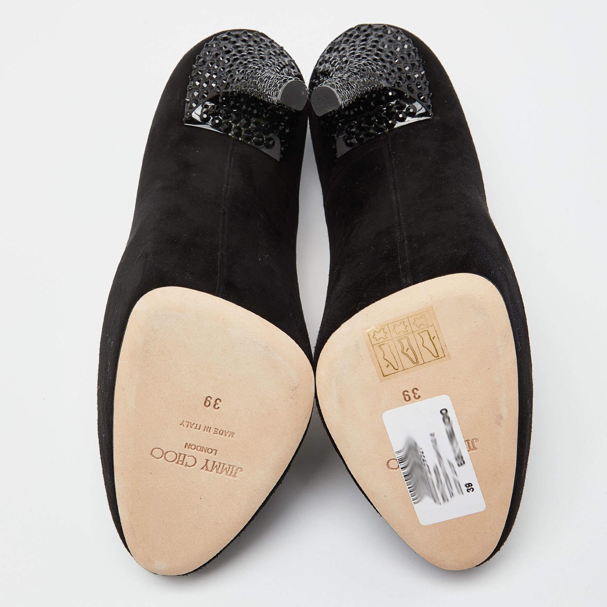 Jimmy Choo Black Suede Esam Crystal Embellished Pumps Size 39 For Sale 2