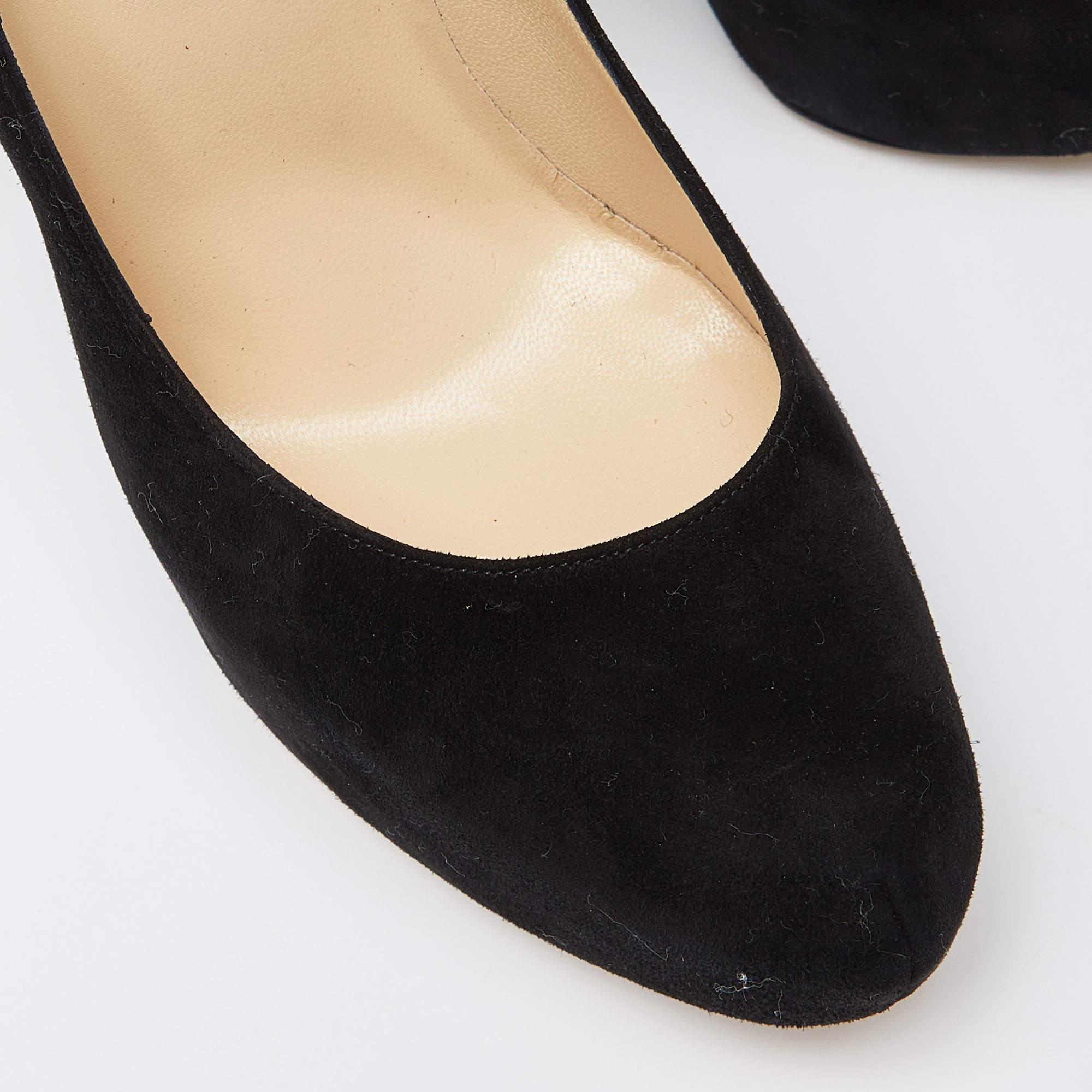Jimmy Choo Black Suede Esam Crystal Embellished Pumps Size 39 For Sale 3