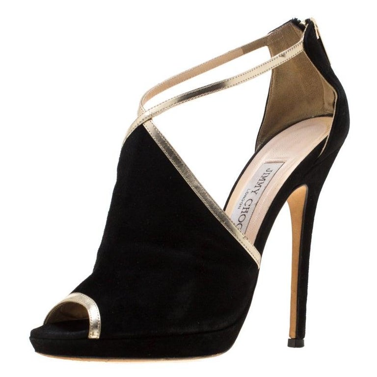 Jimmy Choo Black Suede Fey Back Zip Pumps Size 38.5 For Sale at 1stDibs