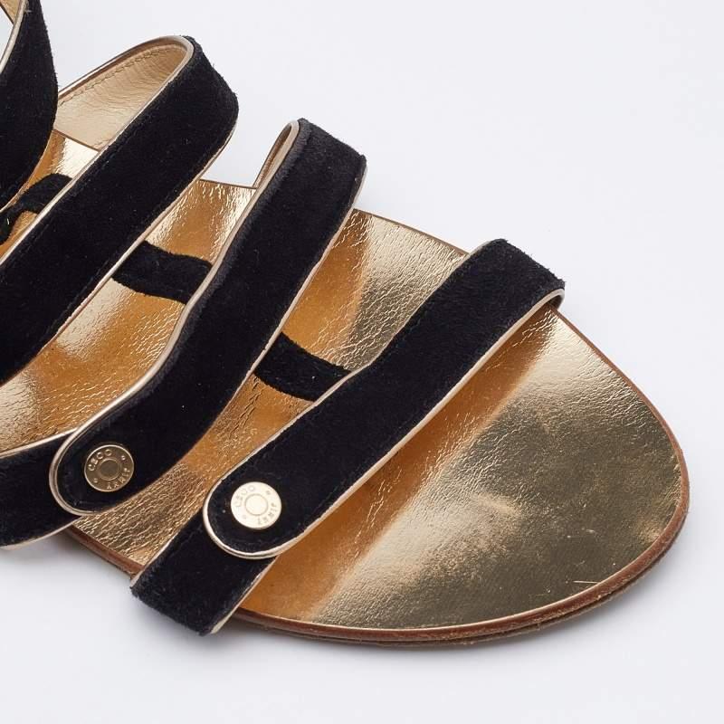 Jimmy Choo Sandales plates en daim noir Taille 36 en vente 2