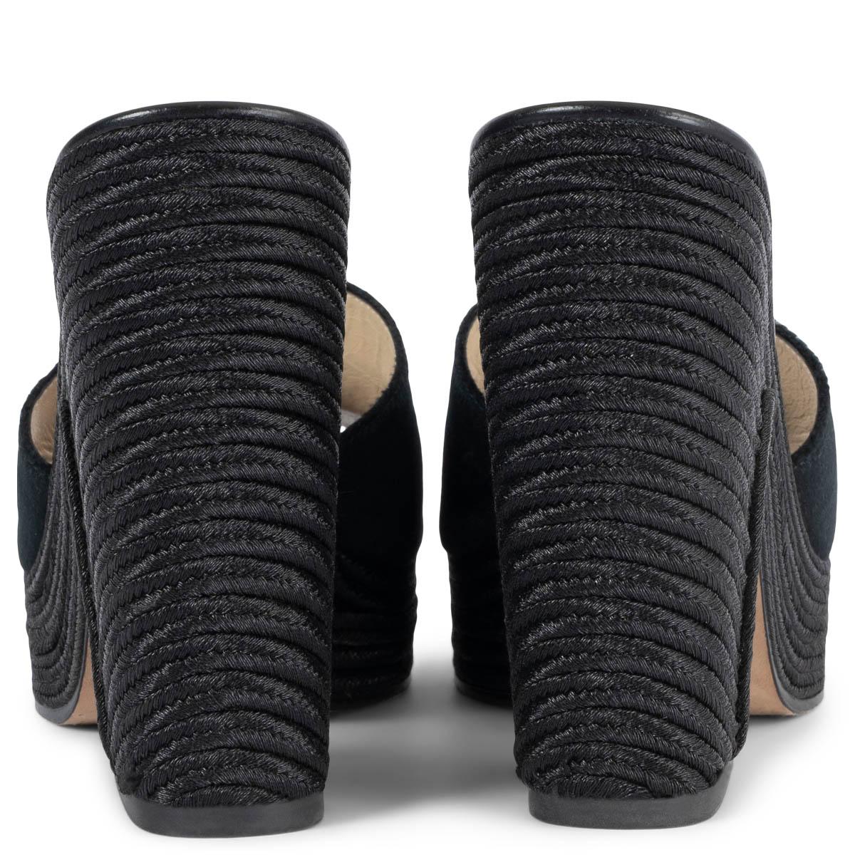 Women's JIMMY CHOO black suede & jute DEEDEE Platform Sandals Shoes 40.5 For Sale