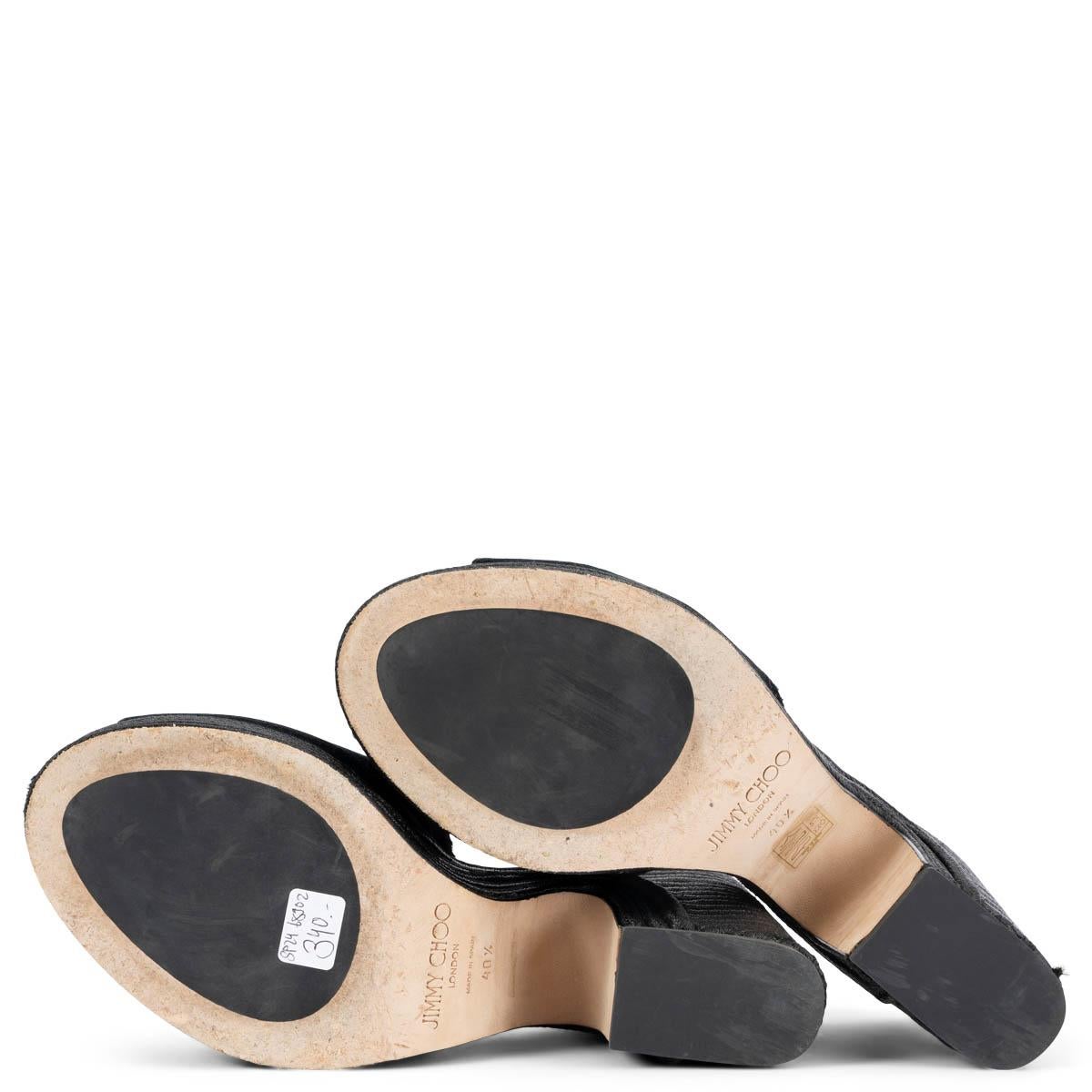 JIMMY CHOO black suede & jute DEEDEE Platform Sandals Shoes 40.5 For Sale 3