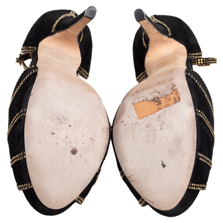 Jimmy Choo Black Suede Kalpa Ankle Strap Sandals Size 39 For Sale at ...