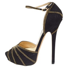 Jimmy Choo Black Suede Kalpa  Peep Toe Pumps Size 41.5