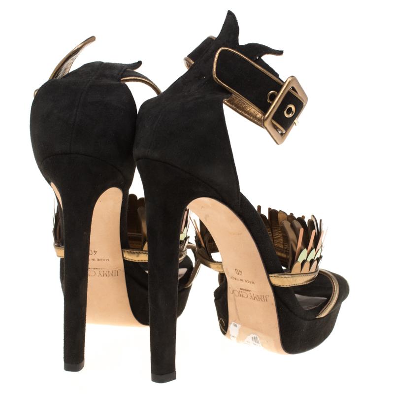 Jimmy Choo Nero in pelle scamosciata Kathleen Peep Toe Ankle Cuff Sandali Taglia 40 In condizioni Nuovo a Dubai, Al Qouz 2