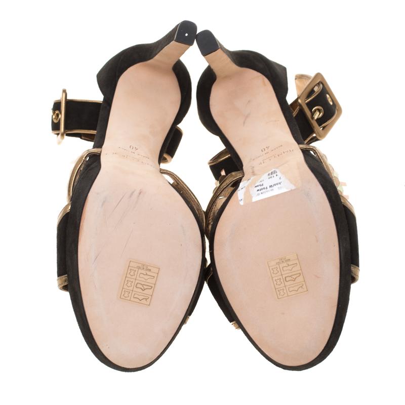 Donna Jimmy Choo Nero in pelle scamosciata Kathleen Peep Toe Ankle Cuff Sandali Taglia 40