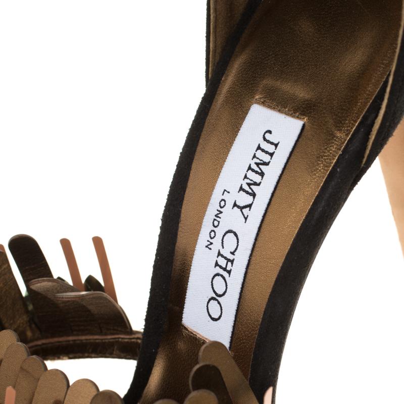 Jimmy Choo Nero in pelle scamosciata Kathleen Peep Toe Ankle Cuff Sandali Taglia 40 2