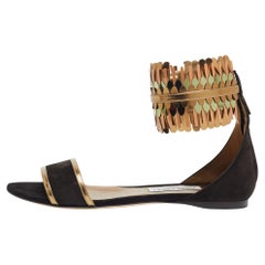 Jimmy Choo Black Suede Kimro Flat Sandals 