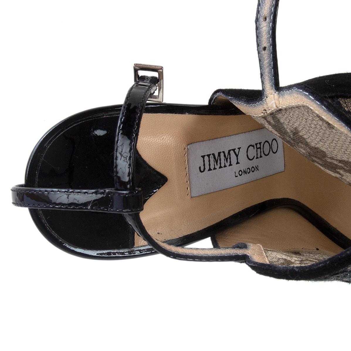 Black JIMMY CHOO black suede & LACE MAYLEN PLATFORM Sandals Shoes 36 For Sale