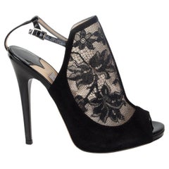 JIMMY CHOO black suede & LACE MAYLEN PLATFORM Sandals Shoes 36