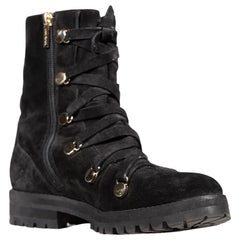 Jimmy Choo Black Suede Lace Up Mid Calf Boots Size IT 37