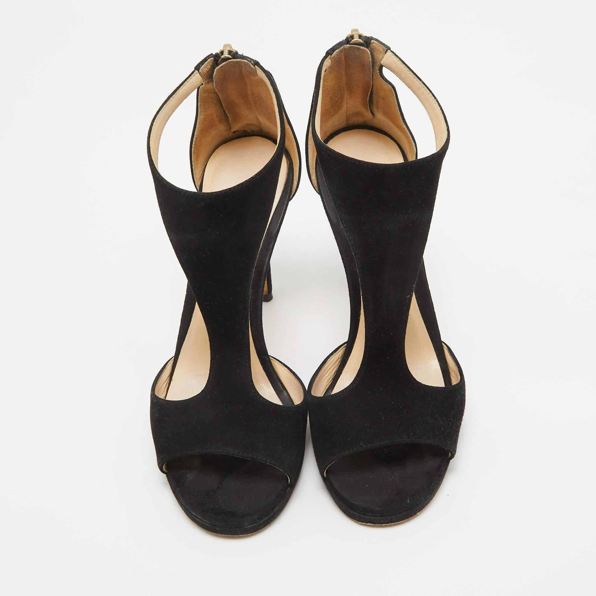 Noir Jimmy Choo - Sandales à lanières en daim noir Lana - Taille 36 en vente