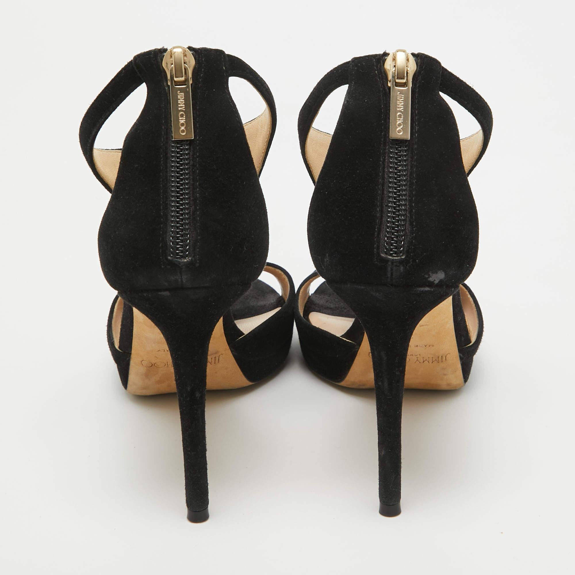 Jimmy Choo - Sandales à lanières en daim noir Lana - Taille 36 Pour femmes en vente