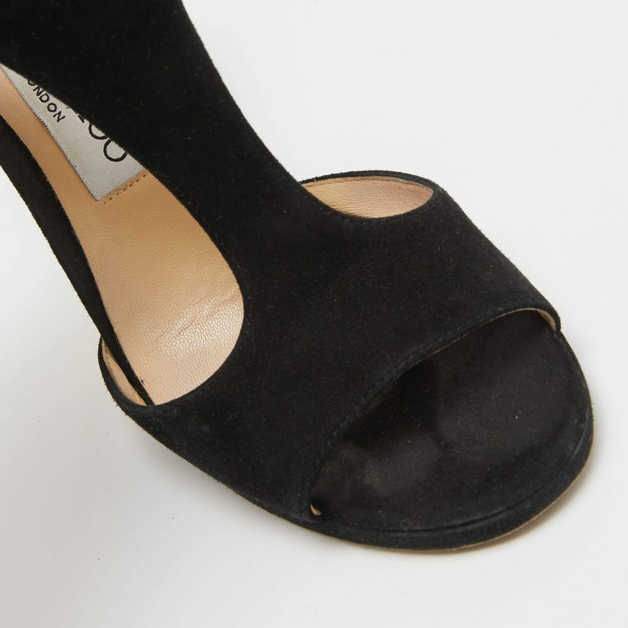 Jimmy Choo - Sandales à lanières en daim noir Lana - Taille 36 en vente 2