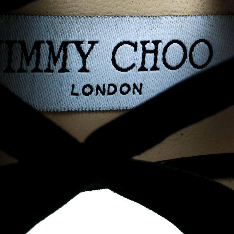 Jimmy Choo Sandali con zeppa in camoscio nero taglio laser taglia 39 1