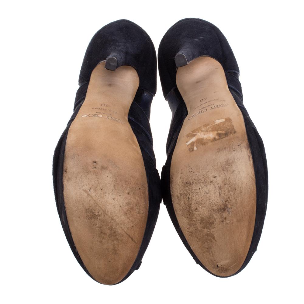 Jimmy Choo Black Suede Leather & Mesh Kerfield Peep Toe Platform Booties Size 40 3