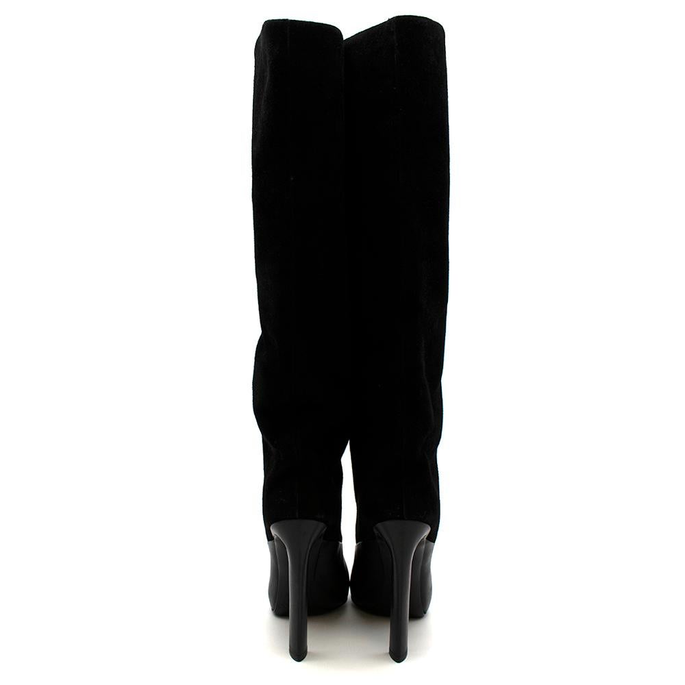 Jimmy Choo Black Suede & Leather Tall Boots - Size EU 38 In Good Condition For Sale In London, GB