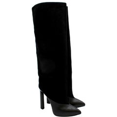 Jimmy Choo Black Suede & Leather Tall Boots - Size EU 38