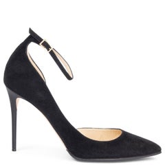 JIMMY CHOO black suede LUCY ANKLE STRAP Pointed Toe Pumps Pumps Shoes 37.5