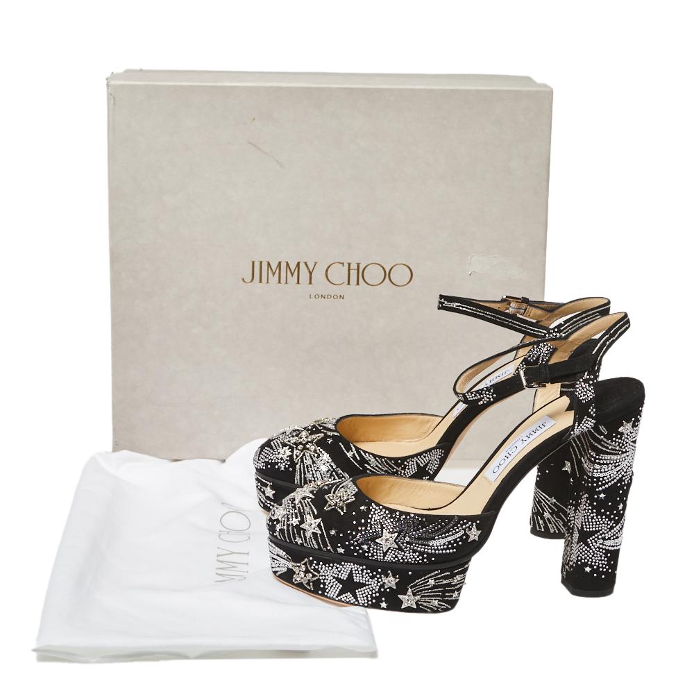 Jimmy Choo Black Suede Maple Supernova Crystals Platform Pumps Size 40 1